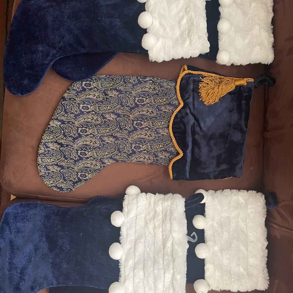 Elegant Blue and White Christmas Stockings